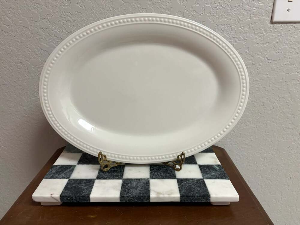 Everyday White® Beaded Serving Bowl and Platter Set